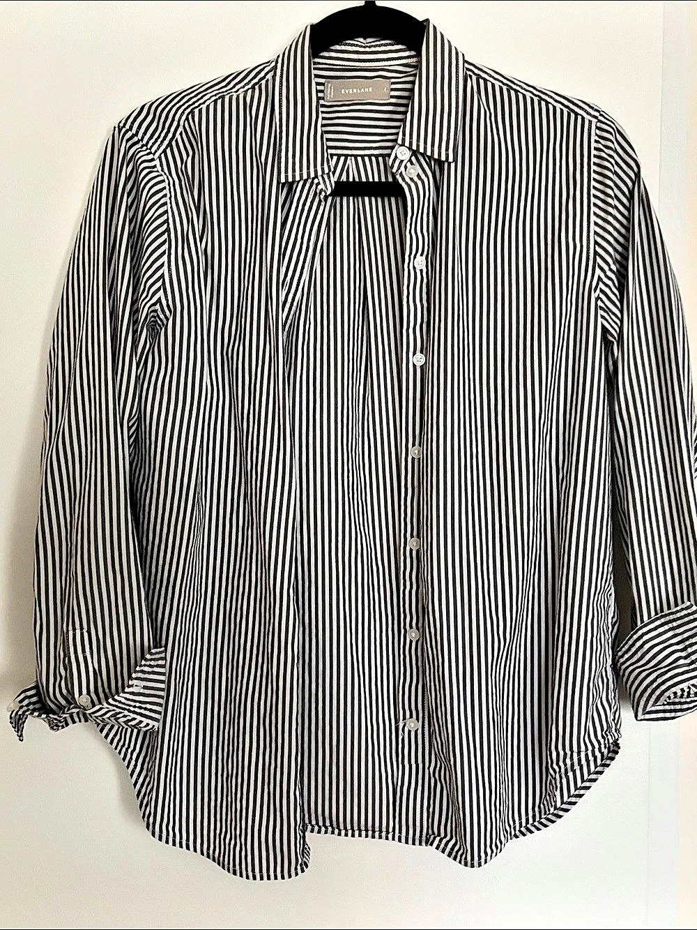 Everlane Striped Button Down in Gray & White Like New